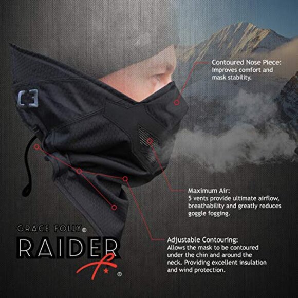 Half Balaclava Face Mask Windproof Fleece Lined Adjustable Winter Sports Gear